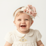 Girls Headband Vintage Inspired Floral Beaded Lace Blush Pink