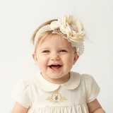 Girls Headband Vintage Inspired Floral Beaded Lace Vanilla Cream