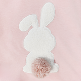 Girls Long Sleeve Romper with Easter Bunny Appliqué Pink