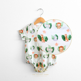 Baby Onesie Sleep N' Play Romper Safari Animals & Palm Leaves