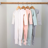 Baby & Toddler Sleep N' Play Soft Bamboo One-Piece Bodysuits Pajamas Pastels Set of 4