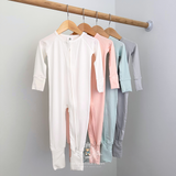 Baby & Toddler Sleep N' Play Soft Bamboo One-Piece Bodysuits Pajamas Pastels Set of 4