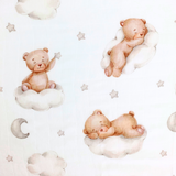 Baby Swaddling Receiving Blanket 100% Bamboo Cotton Muslin Teddy Bears Flouting on Clouds