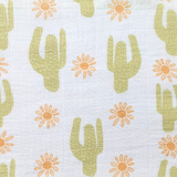 Baby Swaddling Receiving Blanket 100% Bamboo Cotton Muslin Cactus Flower & Sun