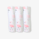 Baby Swaddling Receiving Blanket 100% Bamboo Cotton Muslin Flamingos