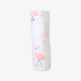 Baby Swaddling Receiving Blanket 100% Bamboo Cotton Muslin Flamingos