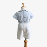 Boys Embroidered Dress Shirt & Shorts Set Sailboat