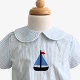 Boys Embroidered Dress Shirt & Shorts Set Sailboat