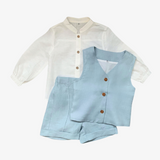 Boys Linen Long Sleeve Shirt, Vest & Shorts Celebration Suit