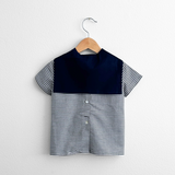 Boys Short Sleeve Sailor Dress Shirt & Shorts Matching Outfit Navy Blue & White