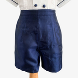 Boys Shirt & Silk Shorts 2 Piece Suit White & Navy