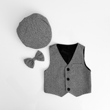 Boys Long Sleeve Oxford Dress Shirt & Pants Matching Outfit Gray & White