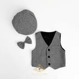 Boys Long Sleeve Oxford Dress Shirt & Pants Matching Outfit Gray & White