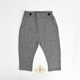 Boys Long Sleeve Oxford Dress Shirt & Pants Matching Outfit Gray & White