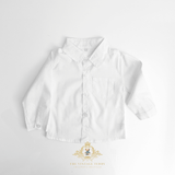 Boys Long Sleeve Oxford Dress Shirt & Pants Matching Outfit Gray & White