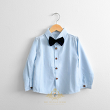 Boys Long Sleeve Oxford Dress Shirt & Pants Matching Outfit Baby & Navy Blue & White