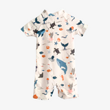 Boys One-Piece Swimsuit Romper & Hat Under the Sea