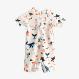 Boys One-Piece Swimsuit Romper & Hat Under the Sea