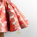 Girls Fine Jacquard & Satin Celebration Dress Floral Red Orange & Gold