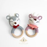 Handmade Crochet Baby Rattle Plush Toys Boy Deer