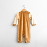 Reindeer Plush One-Piece Bodysuit Long Sleeve Romper Red Pom Pom Nose