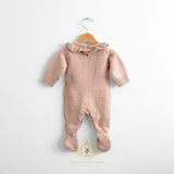 Baby Girls Knit Sweater One-Piece Bodysuit Footie Romper Mauve Little Deer