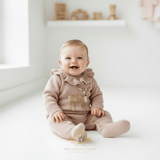 Baby Girls Knit Sweater One-Piece Bodysuit Footie Romper Mauve Little Deer