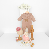 Baby Girls Knit Sweater One-Piece Bodysuit Footie Romper Mauve Little Deer