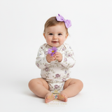 Baby Girls Onesie Sleep N' Play Romper Long Sleeve Lavender Flowers