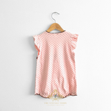 Girls One-Piece Romper Bubble Ruffles & Polkadots Blush Pink & Brown