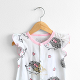 Girls One-Piece Romper Bubble Hedgehog & Pink Hearts