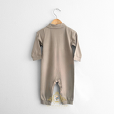 Boys One-Piece Bodysuit Long Sleeve & Pants Romper Tan, Black & White