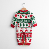 Unisex Christmas Sweater One-Piece Bodysuit Romper Red White & Green