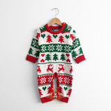 Unisex Christmas Sweater One-Piece Bodysuit Romper Red White & Green