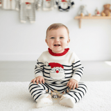 Unisex Knit Sweater One-Piece Bodysuit Romper Christmas Santa Red White & Navy Blue