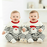 Unisex Knit Sweater One-Piece Bodysuit Romper Christmas Santa Red White & Navy Blue