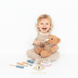 Kids Wooden Dentist Play Set Fun Early Learning Toys Teddy says, "Don't Forget to Brush your Teeth!"