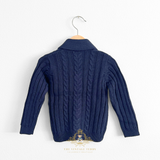 Boys Knit Cardigan Sweater Navy Blue
