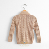 Boys Knit Cardigan Sweater Tan