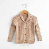 Boys Knit Cardigan Sweater Tan