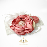 Girls Headband Vintage Inspired Floral Beaded Lace Mauve
