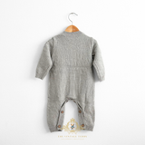 Kids Knit One-Piece Bodysuit Sweater Romper & Cap Athletic Gray