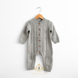 Kids Knit One-Piece Bodysuit Sweater Romper & Cap Athletic Gray