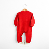 Kids Knit One-Piece Bodysuit Sweater Romper & Cap Christmas Red
