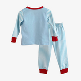 Boys Christmas Pajamas Set Santa Claus Appliqué Sky Blue
