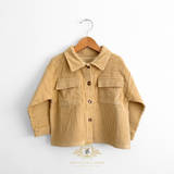 Boys Long Sleeve Button Down Corduroy Shirt Camel