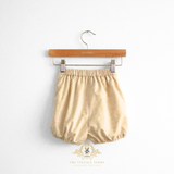 Boys Matching Set Shirt & Bubble Shorts 2 Piece Red & White Stripes & Tan