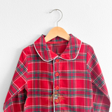 Boys Holiday Long Sleeve & Pants Pajamas 2 Piece Set Plaid Red & Green