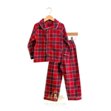 Boys Holiday Long Sleeve & Pants Pajamas 2 Piece Set Plaid Red & Green
