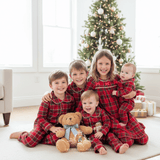 Girls Holiday Long Sleeve Pajamas Dress Plaid Red & Green